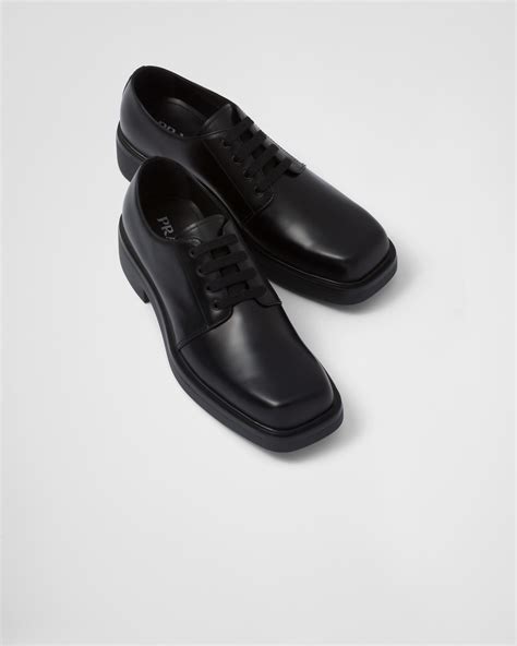 derby prada uomo|Black Brushed Leather Derby Shoes .